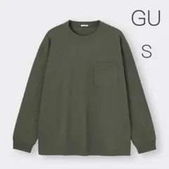 【GU】ジーユー ヘビーウェイトクルーネックT 長袖 カーキ 美品