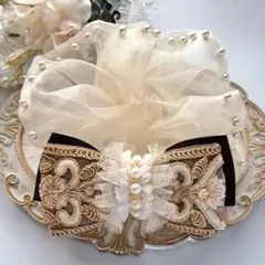 ⭐3144⭐❣️大人可愛い華やかアクセ❣️オリジナル✴インド刺繍リボンシュシュ