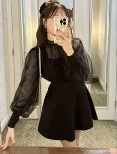 こ*り様 GRL チュールドッキングフレアニットミニワンピース[tu1250]