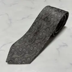 未使用級美品　希少　リングジャケット　ネクタイ　ペイズリー　カーキ　グレー