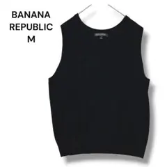 BANANA REPUBLIC ノースリーブ ニット 黒 M 無地　ストレッチのサムネイル