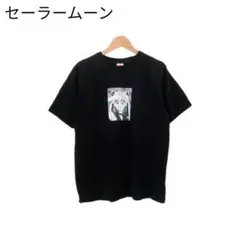 セーラームーン　アニメTシャツ　プリント　月野うさぎ　ブラック　丸首　半袖　M