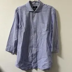 BEAMS HEART 7分袖シャツ M ブルー ストライプ