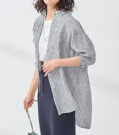 23区×LIBECO 麻100% 半袖クロップドシャツ ブラック 48 2.1万 - メルカリ