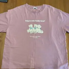 COLZA テディベア プリント Tシャツ ピンク M