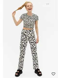 Monki Printed denim style trousers