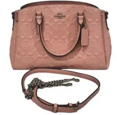 コーチ COACH シグネチャーエナメル セージキャリーオール ピンク 2way