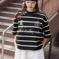 MONOMART ゲームデザインワッペンロゴ刺繍ドロスト半袖Tシャツ Lサイズ