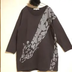 00s 　y2k 　グランジ　ダークコア　キリンプリント　長袖Tシャツ 　濃茶