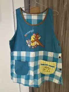 トムとジェリー チェック柄エプロン