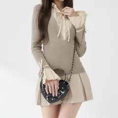 Darich シャツドッキングプリーツミニワンピース FLサイズ