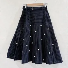 フレアスカート　スカート　ストライプ　ベルト付き