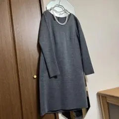 最終お値引き✨オンワード樫山グレー 長袖ニット＆ウールワンピース ✨のサムネイル