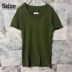 HYDROGEN Ssize 半袖Tシャツ ワンポイントロゴ カーキのサムネイル