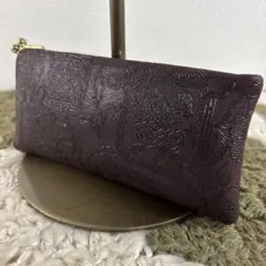 印伝屋 INDEN-YA 花柄 がま口 メガネケース マルチケース 鹿革