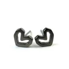 シルバー925 ロッキーハート ピアス ブラック 両耳セット