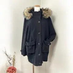 b two Thirty Eight 【 L 】ファー付きフードコート 濃灰