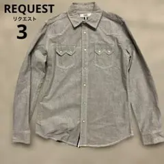 REQUEST【リクエスト】ダンガリーボタンシャツ　デニム風シャツ　L