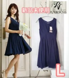 プールヴー 新品未使用 アクセサリー付き タックシフォンワンピース シンプル上品