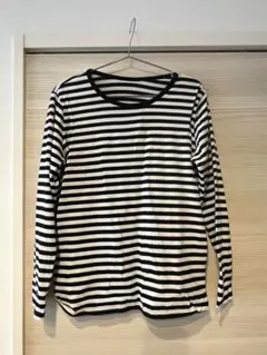 授乳　ロンT ボーダー　黒