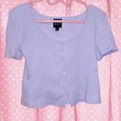 GAP リブ 半袖 カーディガン パープル XXS ブルー