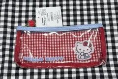 ハローキティ クリアペンケース レッド チェック柄