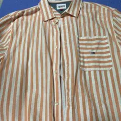 TOMMY JEANS ストライプシャツ オレンジ/ホワイト