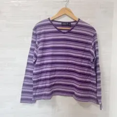 SONOMA [XL] 紫系ストライプ 長袖Tシャツ カットソー ラベンダー