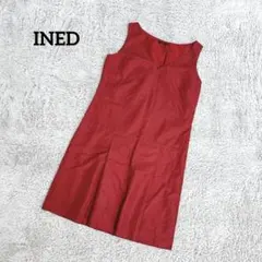 INED イネド【Ｍ】ノースリーブワンピース レッド 春夏 綺麗めカジュアル