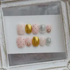 ネイルチップ　現品　ベリーショート　ミラー　成人式　ニュアンス　ガーリー