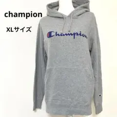 Champion チャンピオン　フード付きパーカー　ロゴパーカー　グレー　XL
