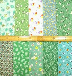 USAコットン　1930's復刻版　グリーン系カットクロスセットC