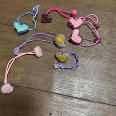 カラフルハート型ヘアゴム7個セット