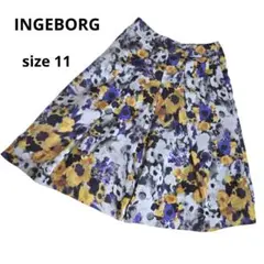 【♥極美品♥】インゲボルグ　花柄　黒　シフォン　2段　　スカート　Sサイズ ♥極美品♥】インゲボルグ 花柄 黒 シフォン 2段 スカート S