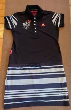 le coq sportif ポロワンピース ブラック/ストライプ
