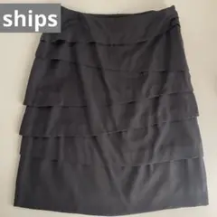 SHIPS ブラック レイヤードタイトスカート S