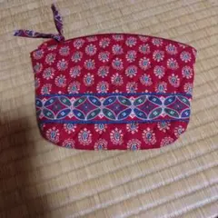 キルティング ポーチ レッド ペイズリー柄