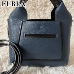 FURLA フルラ　ジルダハンドバッグ キャンバス×レザー バイカラー　ブラック FURLA フルラ ジルダハンドバッグ キャンバス×レザー バイカラー