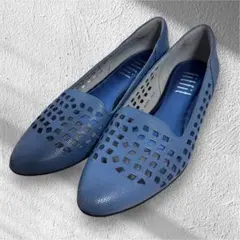 【極美品！】 fitfitカットワークヒールパンプニーカーブルー 23.5cm