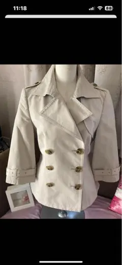 美品✨INDIVIミディアム丈トレンチコート38ベージュカラー