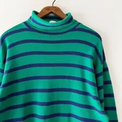 90s OLD GAP デカタグ ボーダー タートルネック 長袖 Tシャツ L