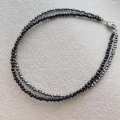ブレスレット　テラヘルツ　 多面カット　キラキラ　華奢　二連　ブラックスピネル