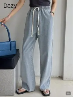 【完売商品】DAZY デニム ワイドパンツ ライトブルーSのサムネイル