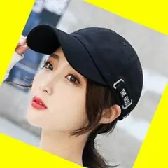 ブラック韓国◆大人気キャップ♪激カワロゴ帽子◆送料無料☆メンズレディース