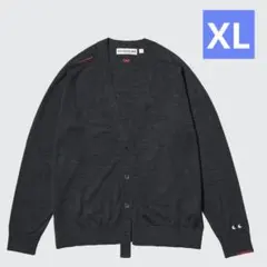 ユニクロ アニヤハインドマーチ メリノ Vネックカーディガン ダークグレー XL