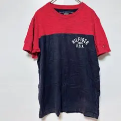 TOMMY HILFIGER【LG/G】Tシャツ レッド/ネイビ ー シンプル