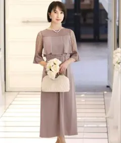 フレアワンピースドレス七分袖&ロング結婚式フォーマルオケージョンドレスお呼ばれ