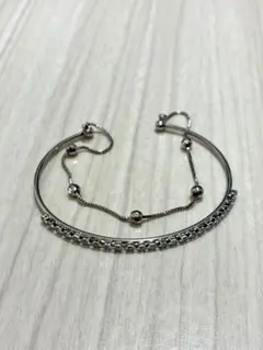 極美品】スワロフスキー Fine ファイン バングル ブレスレット 3連風 