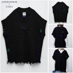 zara adererror オーバーサイズ ニットベスト ブラック 新品未使用【zara adererror 】オーバーニットベスト - メルカリ