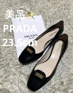 極美品✨　PRADA プラダ　エナメル　パンプス　ロゴプレート　正規品　36.5